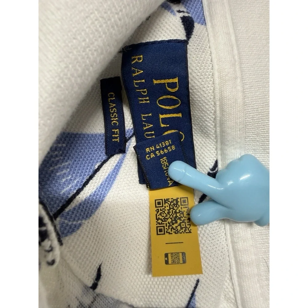 Polo Ralph Lauren Classic Fit Polo Shirt Men's XL Bear & Sailboat Logo AOP